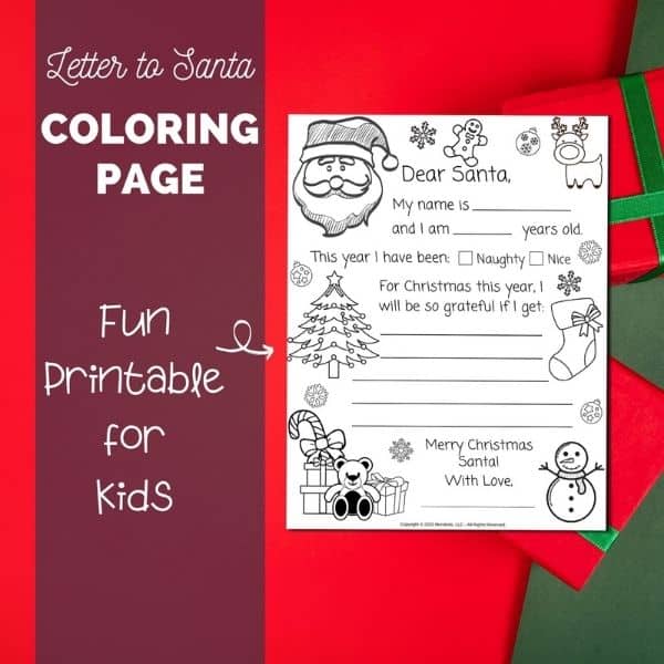 Letter to Santa Coloring Page Mockup