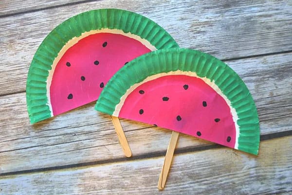 Paper Plate Watermelon Fans