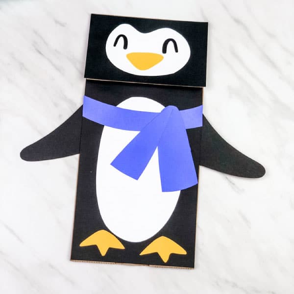 Penguin Paper Bag Puppet Craft