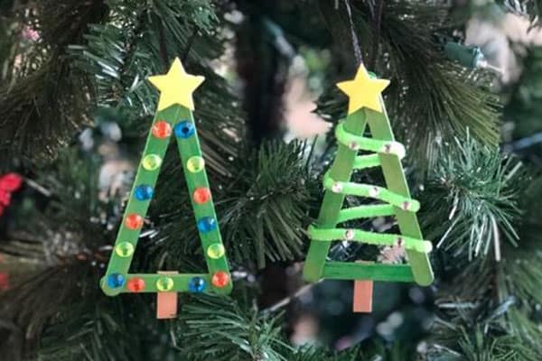 Popsicle Stick Christmas Tree Ornament