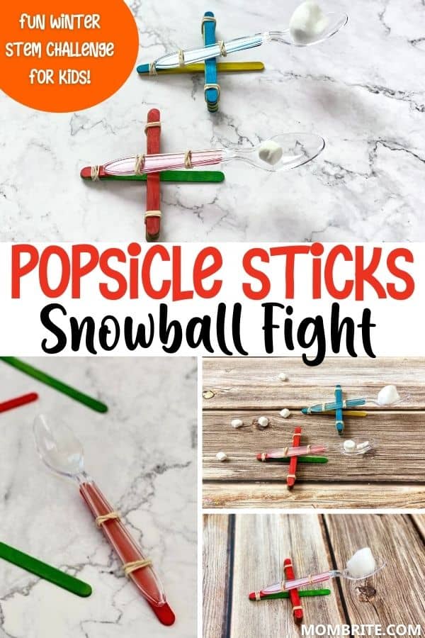 Popsicle Sticks Snowball Fight Pin