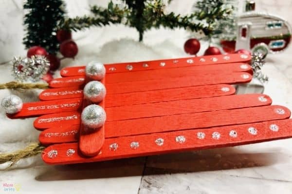 50+ Easy DIY Christmas Ornament Crafts for Kids Red Popsicle Stick Red Sleigh Image