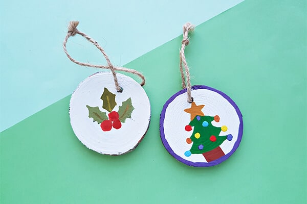 Wood Slice Painted Christmas Ornaments