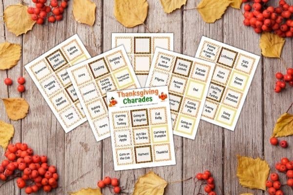 Thanksgiving Charade Cards Mockup