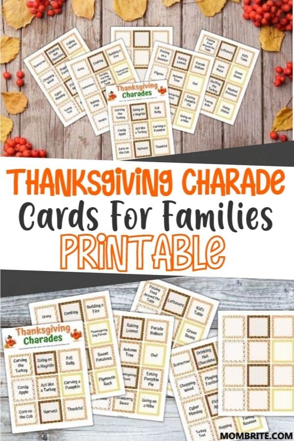 Thanksgiving Charade Game Cards Pin