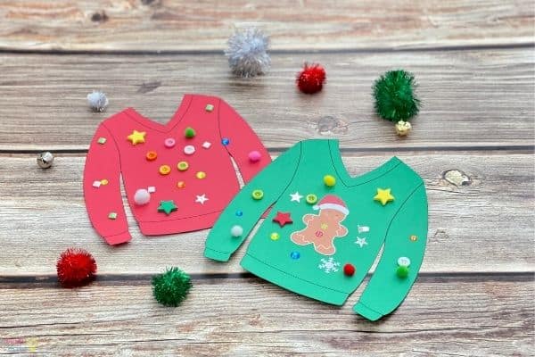 Ugly Christmas Sweater Craft for Kids [Free Sweater Printable] | Mombrite