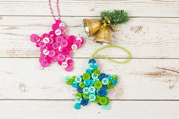 Christmas Ornaments Made with Buttons