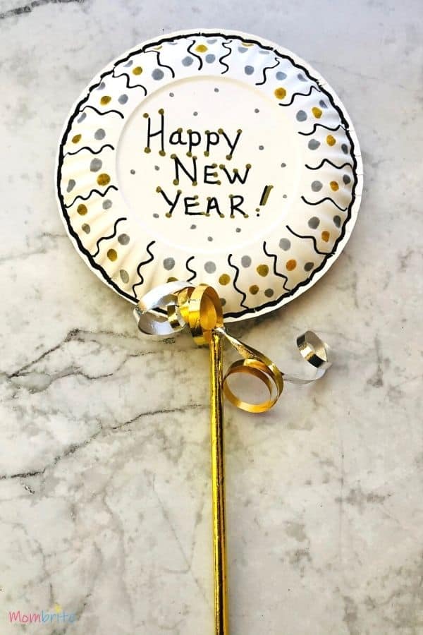 Paper Plate New Year's Eve Noisemaker Craft