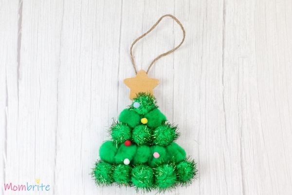 50+ Easy DIY Christmas Ornament Crafts for Kids Pom Pom Christmas Tree Craft Step 7