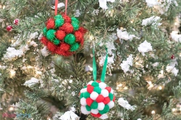 Pom Poms Ball Christmas Ornament Craft (1)