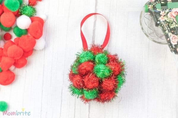 Pom Poms Ball Christmas Ornament Craft (2)