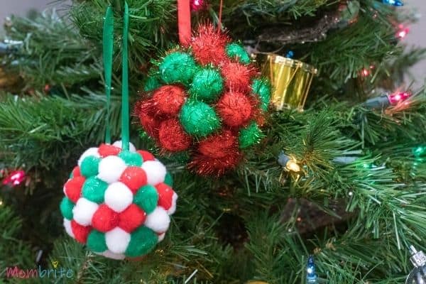 Festive DIY Pom Pom Ball Christmas Ornament