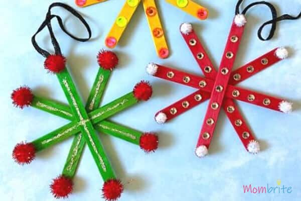 Popsicle Stick Snowflake Ornaments for Christmas 8