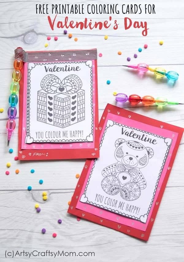 Printable Valentine Coloring Card