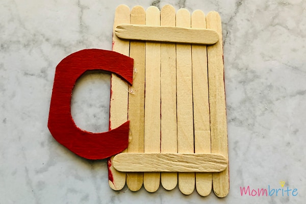 Red handle Popsicle Stick Hot cocoa mug Craft