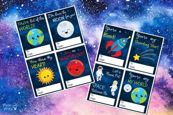 Outer Space Valentines Day Card for Kids Digital Download 