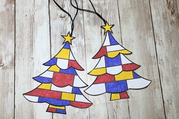 hand made printed tree ornaments 