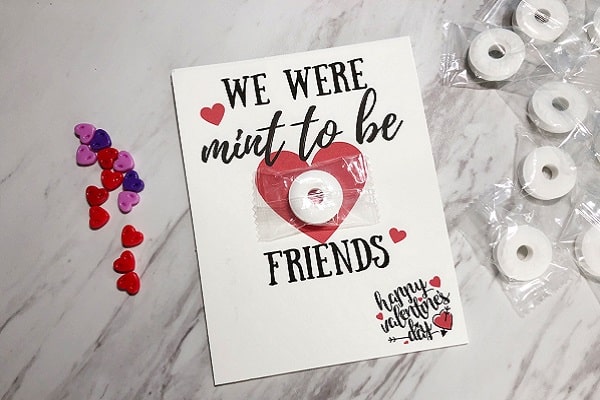 mint to be friends Valentine card