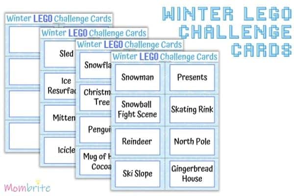 winter LEGO challenge cards mockup