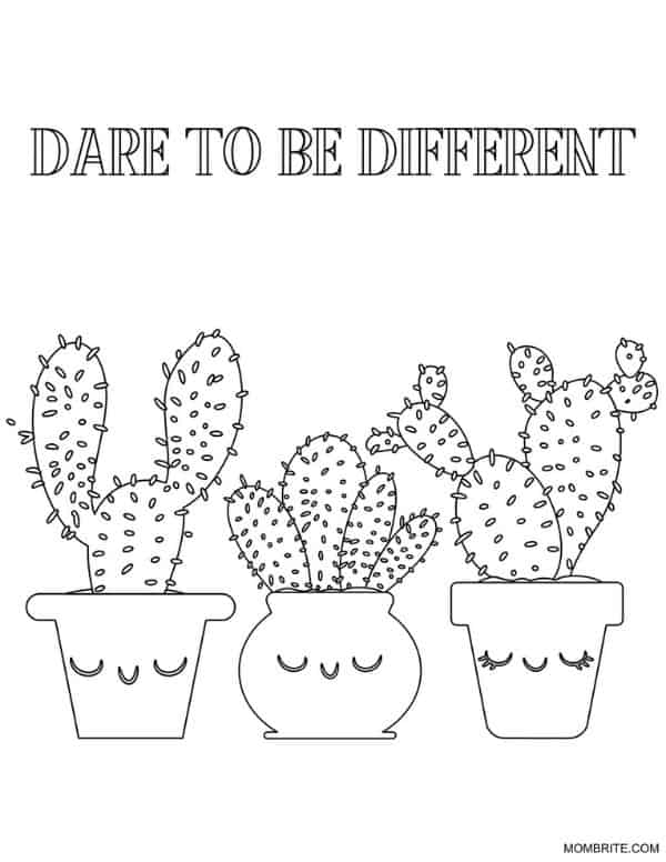 Cactus Coloring Page Dare to be Different