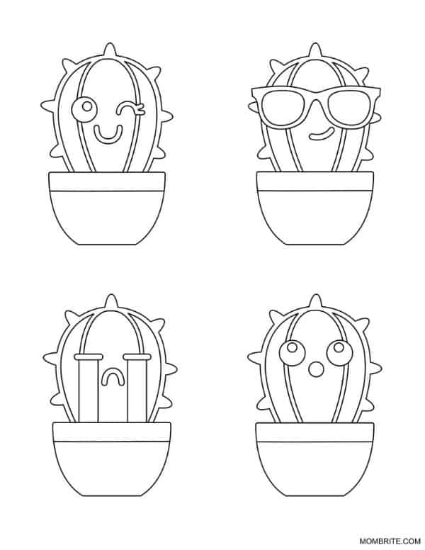 Cactus Coloring Page Emoji