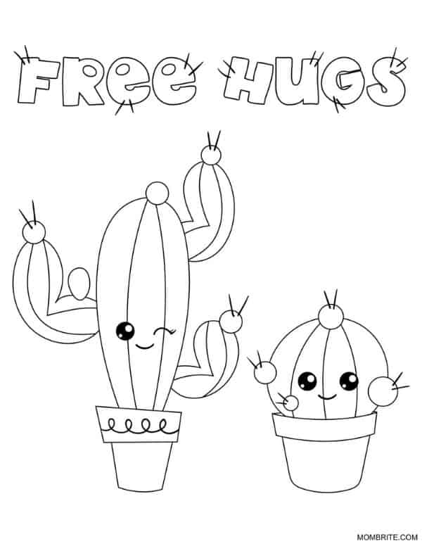 Cactus Coloring Page Free Hugs