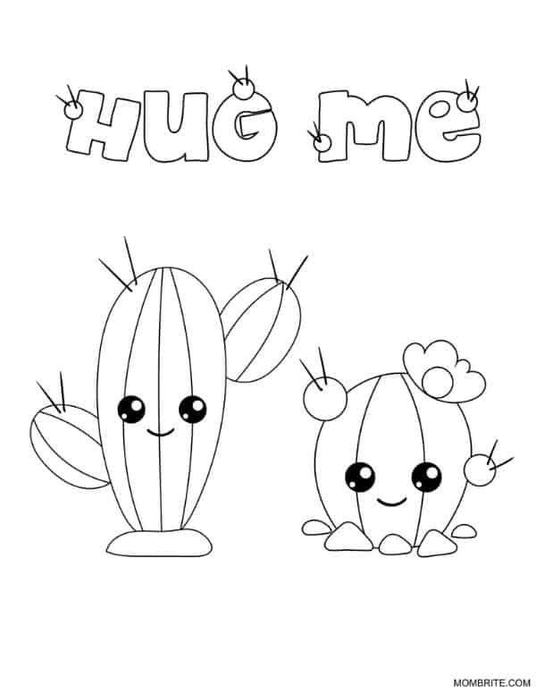 Cactus Coloring Page Hug Me