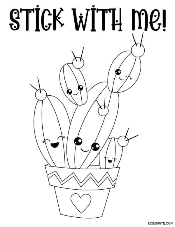 Cactus Coloring Page Stick with Me