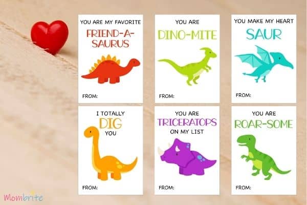 Dinosaur Valentines Day Cards