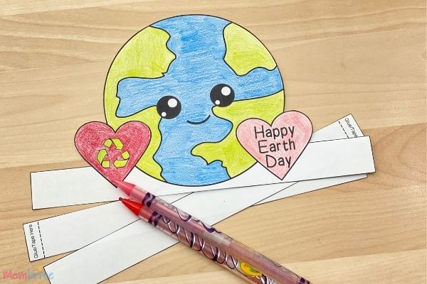 Earth Day Hat Template Color Recyclable Heart