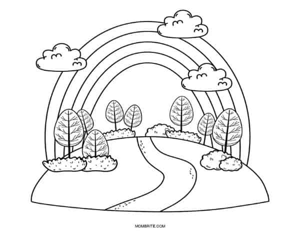 Nature and Rainbow Coloring Page