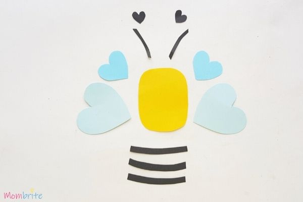 Paper Heart Bee Craft Step 3