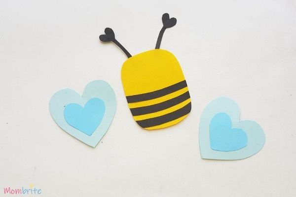 Easy and Cute Paper Heart Bee Craft [Free Printable Template