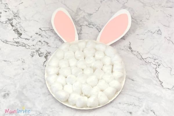 Paper Plate Bunny Cotton Balls on Plate