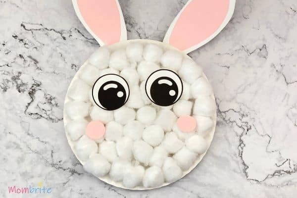 Paper Plate Bunny Eyes and Cheeks on Cotton Balls