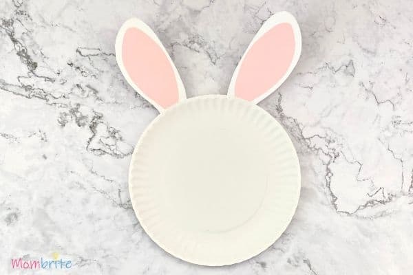 Paper Plate Bunny Glue Ears on Plate