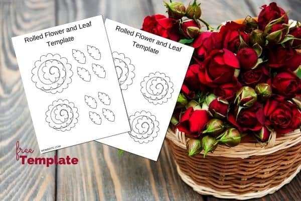 3d rolled paper roses flower basket card free template mombrite