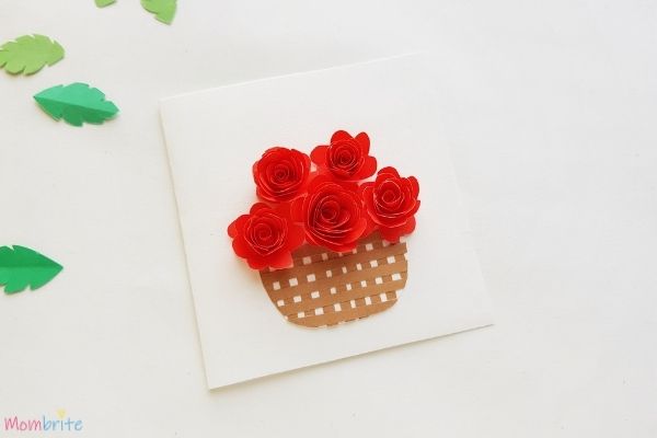 Rolled Rose Flower Basket Glue Roses on the Card