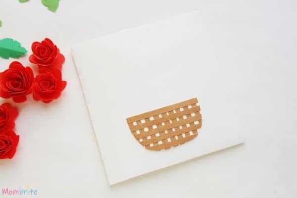 Rolled Rose Flower Basket Glue on the Card