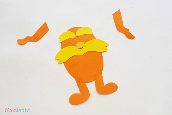 The Lorax Paper Craft Glue Nose and Eyebrows