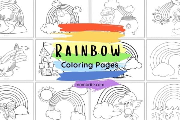 rainbow coloring pages mockup