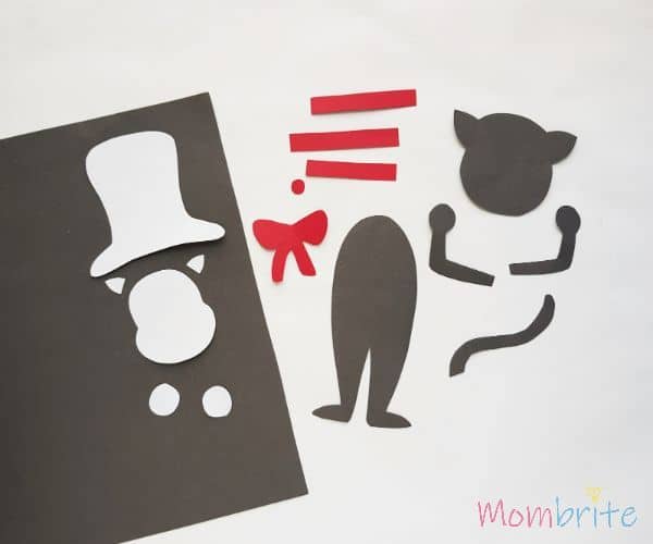 Cutting traced patterns - Cat in the Hat Puppet