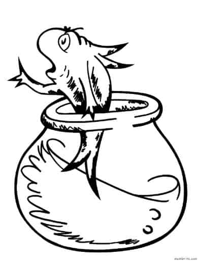 Dr. Seuss Coloring Page Fish in The Cat in the Hat