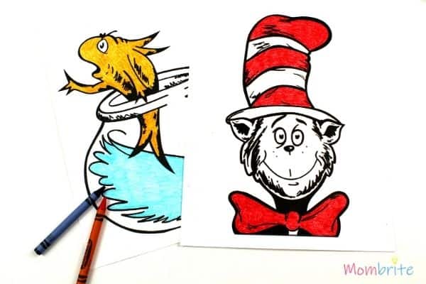 Dr. Seuss Coloring Pages The Cat in the Hat and Fish