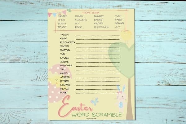 Easter Word Scramble Mockup