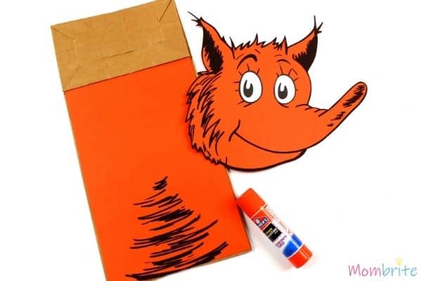 Fox in Socks Paper Bag Puppet Craft Glue Body