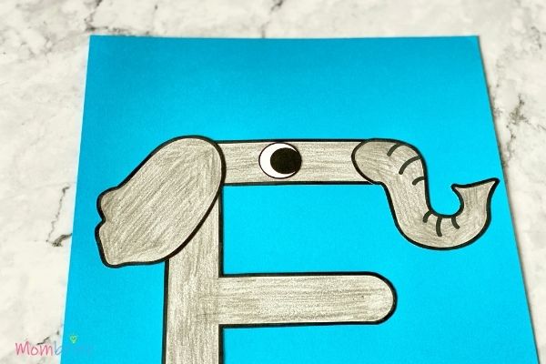 Letter E Craft Elephant Glue Eye