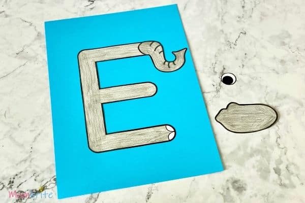 Letter E Craft Elephant Glue Nose