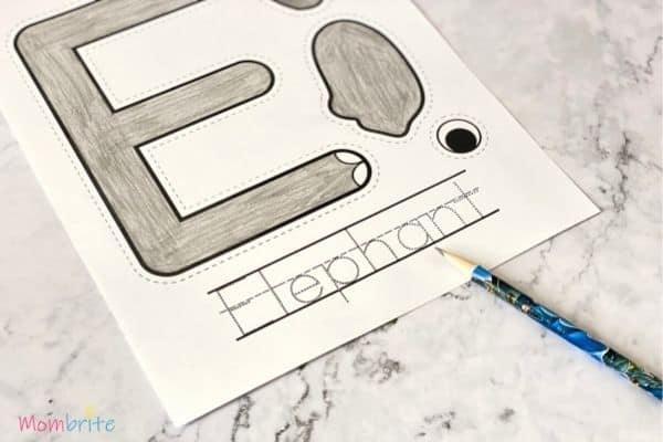 Letter E Craft Elephant Write Word