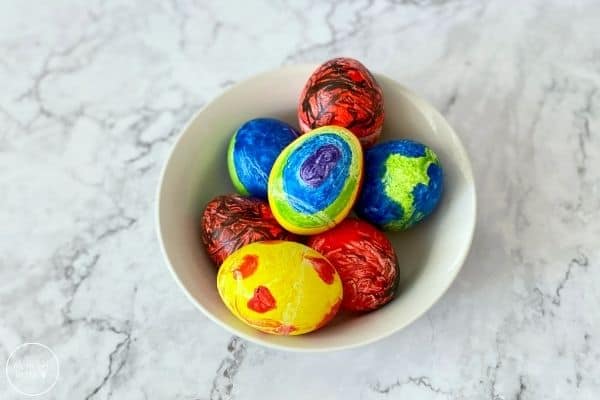 Melted Crayon Easter Eggs in Bowl